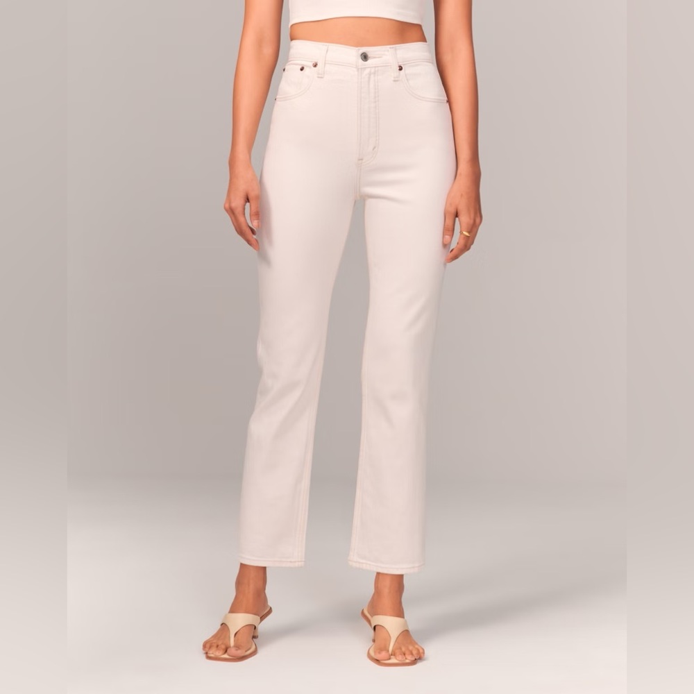 Abercrombie ankle straight ultra high rise jeans sz 33S cream👖